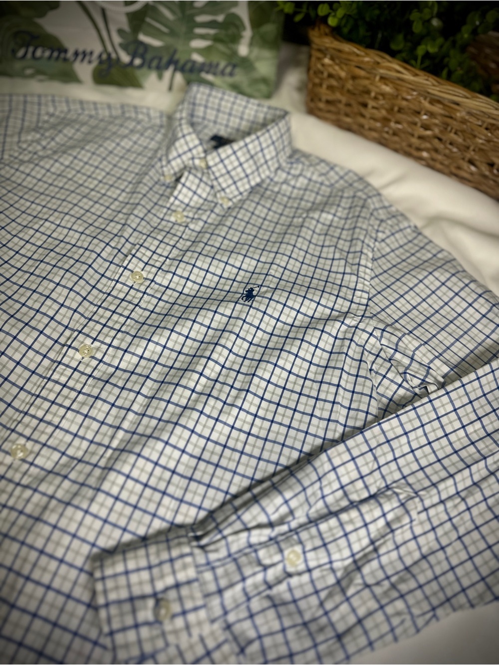 Polo by Ralph Lauren Classic White & Blue Check Button-Down Shirt - Men's M